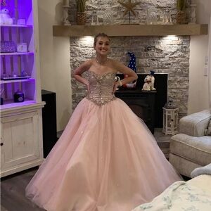 Mori Lee Sparkling Blush Pink Tulle Ball Gown- Perfect for prom!